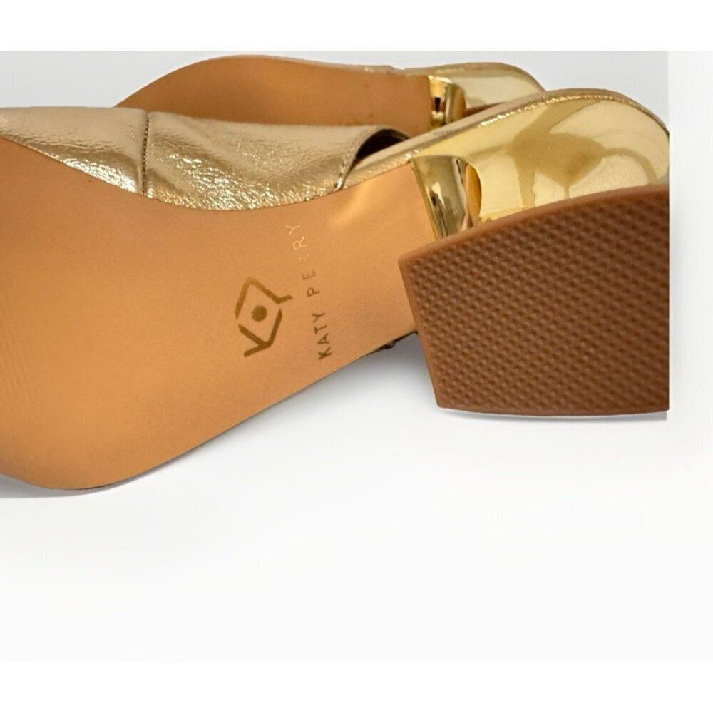 Katy Perry The Laterr Slingback High Flower Gold Heels Size 8 - Picture 9 of 11